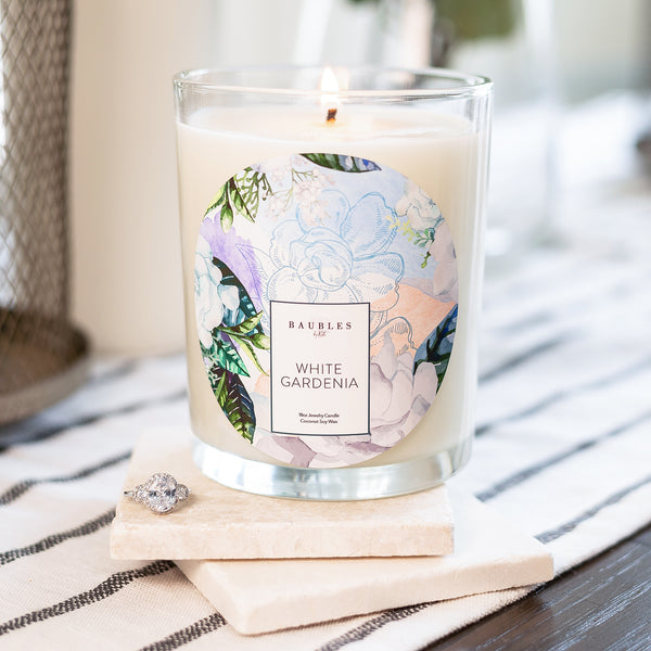 White Gardenia Scented Premium Candle and Jewelry