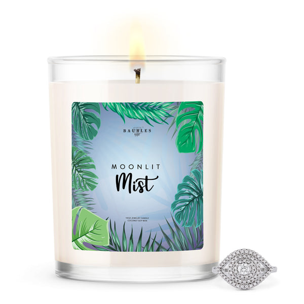 Moonlit Mist Scented Premium 10 oz Candle and Jewelry