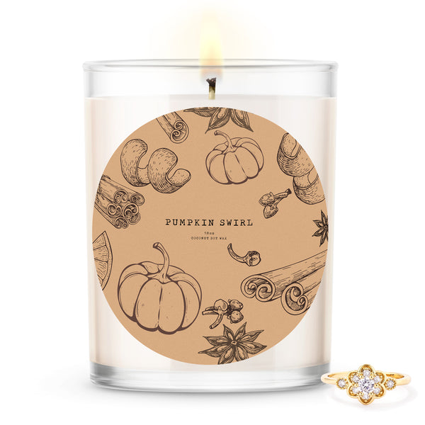 Pumpkin Swirl Scented Premium Candle and Jewelry