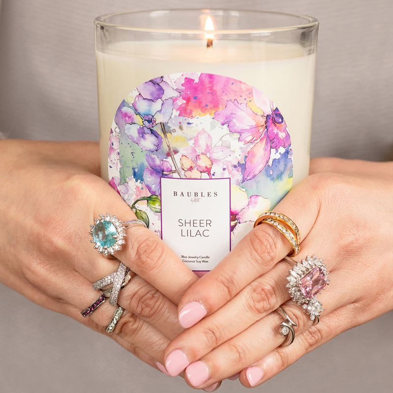 Sheer Lilac Scented Premium Candle and Jewelry