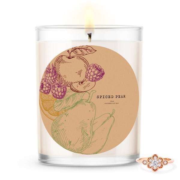 Spiced Pear Scented Premium Candle and Jewelry