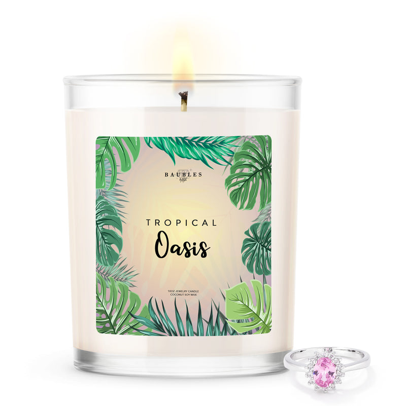 Tropical Oasis Scented Premium 10 oz Candle and Jewelry